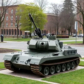 Tanque de guerra e metralhadora