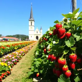 festival de flores e morangos
